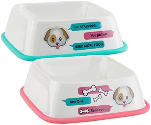  Bone Dry Hungry & Thirsty Pet Bowl, 6.75 X 6.75 X 2", Gray, Pack Of 2