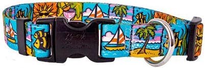  Mystic Waves Blue Dog Collar - Size Large 18" To 28" Long