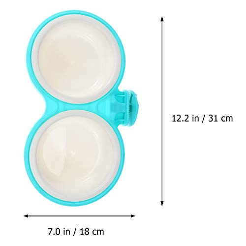  Pet Bowl 1PC Hanging Pet Double Bowls Pet Water Food Feeder Feeding Bowl For Cat Dog Cage- Size L (Greenish Blue)