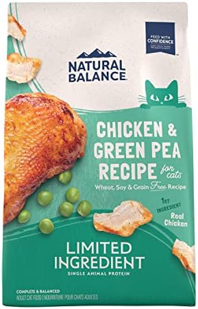  Natural Balance Limited Ingredient Adult Grain-Free Dry Cat Food, Green Pea & Chicken Recipe, 10 Pound (Pack Of 1)