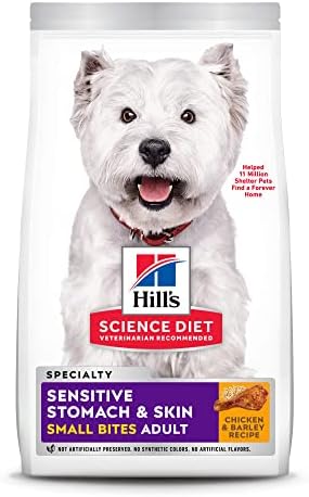  Hill's Science Diet Adult Sensitive Stomach And Skin, Small Bites Dry Dog Food, Chicken & Barley Recipe, 4 Lb. Bag