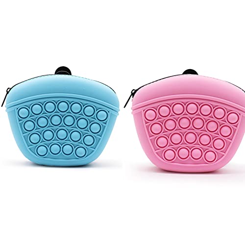  GAVIK 2pcs Silicone Dog Treat Pouch,Training Treat Pouch With Clip,Pet Treat Holder Hands Free For Wet Dry Food,Small Portable Silicone Puppy Treat Pouch
