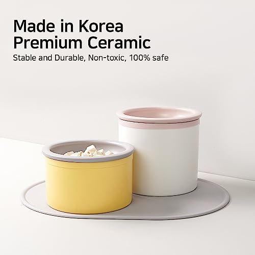  BOWLBOWL Elevated Cat Dog Bowls For Small Dogs, 6.5" Wide Raised Cat Food Bowls Whisker Friendly, Anti Vomiting Cat Bowls For Indoor Cats, No Spill Dog Bowl, Made In Korea! (3.9", Round, Pink)