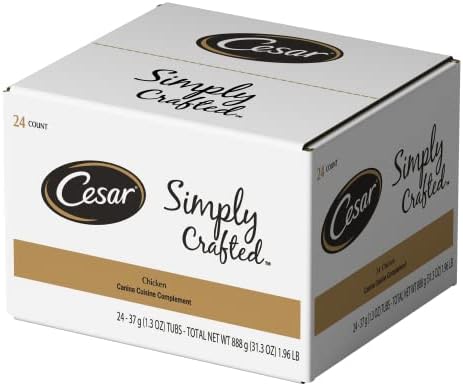  CESAR Simply Crafted Adult Wet Dog Food Meal Topper Variety Pack, Chicken, Carrots, Potatoes & Peas And Beef, Chicken, Purple Potatoes, Green Beans & Red Rice, (10) 1.3 Oz. Tubs