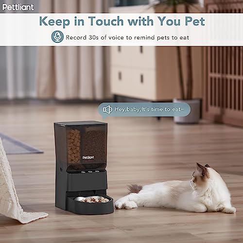  Pettliant Automatic Cat Feeders With 2 Food Compartments, 2.4G WiFi Automatic Dog Feeder With APP Control Customizable Feeding Schedules For 2 Different Food Types 1-10 Meals,Dog/Cat Food Dispenser-5L