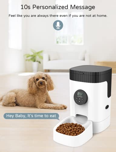  SHANDII Automatic Cat Feeder, 4L Programmable Pet Food Dispenser With Timer And Portion Control, 1-4 Meals Per Day, Button-Lock Lid With Desiccant Bag, 10s Voice Recorder