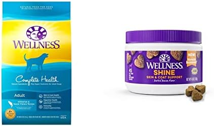  Wellness Complete Health Dry Dog Food With Grains, Natural Ingredients, Made In USA With Real Meat, All Breeds, For Adult Dogs (Lamb & Barley, 5-Pound Bag)