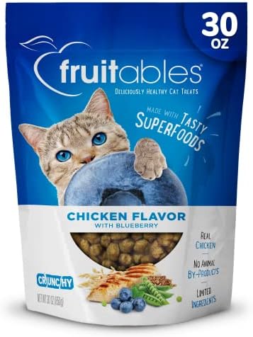  Fruitables Cat Treats – Crunchy Treats For Cats – Healthy Low Calorie Treats Packed With Protein – Free Of Wheat, Corn And Soy – Made With Real Chicken With Blueberry – 30 Ounces