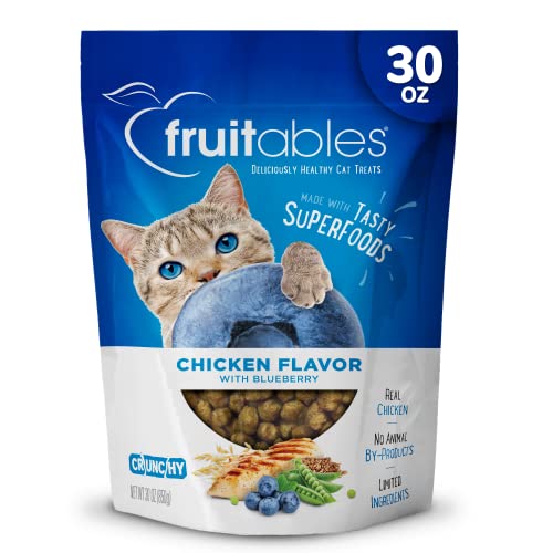  Fruitables Cat Treats – Crunchy Treats For Cats – Healthy Low Calorie Treats Packed With Protein – Free Of Wheat, Corn And Soy – Made With Real Chicken With Blueberry – 30 Ounces