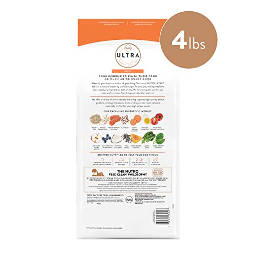  Nutro Ultra High Protein Natural Dry Dog Puppy Food With A Trio Of Proteins From Chicken Lamb And Salmon, 4 Lb. Bag