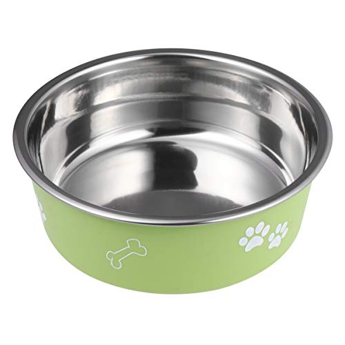  POPETPOP Dog Cat Feeding Dish Puppy Feeder Dog Food Bowl - Stainless Steel Bowl Feeding Bowl - Round Anti- Water&Food Dispencer For Puppy Cat And Kitten Puzzle Metal Dog Food Feeder