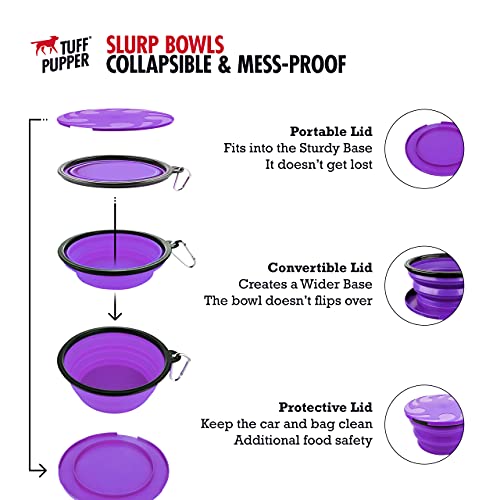  Tuff Pupper SuperBigSlurp - Collapsible Dog Bowls | Convenient Dog Travel Bowls W/Storage Lid | Keeps Pups Hydrated And Full | Portable Dog Water Bowls & Large Travel Bowls For Pets | Patent Pending