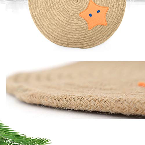  TEHAUX Pet Cat Hut- 1pc Pet Cat Litter Pad Circular Sleeping Mat Cartoon Hemp Rope Cushion Pet Placemat Food Feeding Mat Floor Mat (Random Color)