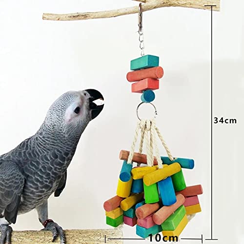  JYDQM Bird Parrot Bite Chew Toy Wooden Pendant Swing String Pet Birds Blocks Toys