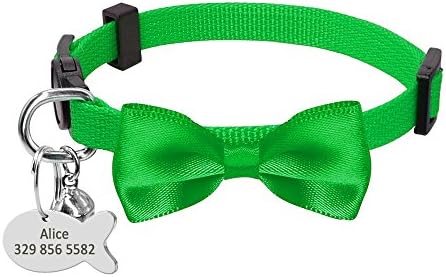  Breakaway Cat Dog Collar Quick Release Safety Kitten Cats Collar With Engraved Fish ID Tag Name Bowknot With Bell Hot Pink XS