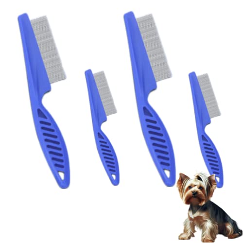  Zentric Pet Comb, Multifunctional Pet Hair Comb Flea And Tear Stain Removal, Dog Lice Comb, Flea Brush For Cats, Fine-Toothed Flea Comb For Long & Short Hair Pet (2 Sets-White)