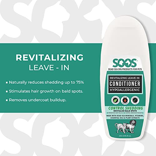  Soos Pets Pet Conditioner Natural Dead Sea Hypoaller-genic Revitalizing Leave-In Deeply Absorbing With Vitamins Essential Oils Natural Elements For Dogs And Cats - 1x Pet Conditioner (250ml / 8.45 Oz)