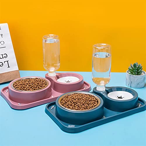  AYENCI Cat Automatic Water, Dog Cat Food Bowl Automatic Feeder With Water Dispenser Dog Drinking Bottle Pet Food Container Detachable Stainless Steel Bowl (Color : QG)