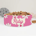 GENERIC Personalized Flowers Pink Pet Bowl Custom Pet Name, Daisy Bowl Ceramic For Dogs, Cats Drinking Bowl, Available In Two Sizes
