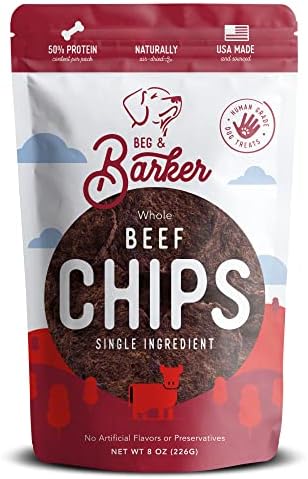  Beg & Barker Chicken Chips For Dogs (8oz, Pack Of 1) - Single Ingredient Dog Treats Made For Small And Large Dogs Protein Human Grade Dog Treats Made From Real Meat Chicken, Made In USA