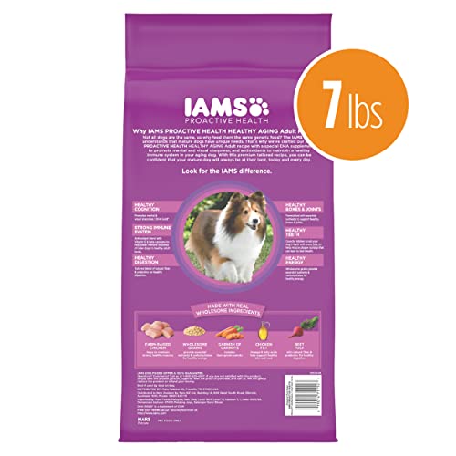  IAMS Healthy Aging Adult Dry Dog Food For Mature And Senior Dogs With Real Chicken, 7 Lb. Bag