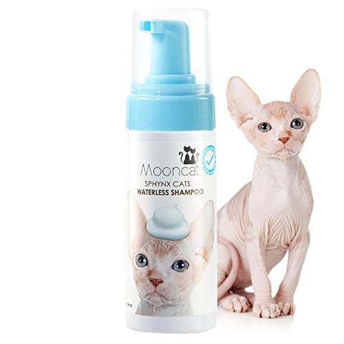  Mooncat Waterless Cat Shampoo, Licking Safe Dry Shampoo For Sphynx Cats, No Rinse Foam Cat Bath, Grooming For Cat, Kitten Sensitive Skin, Paraben Free, Oil Control, PH Balanced (5 Oz) Shampoo ONLY