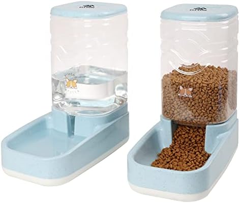  ELEVON Automatic Dog Cat Gravity Food And Water Dispenser Set With Pet Food Bowl For Small Large Pets Puppy Kitten Rabbit Large Capacity(Black)
