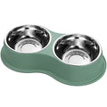  Dog Bowls Double Dog Water And Food Bowls Stainless Steel Bowls With Non-Slip Resin Station, Pet Feeder Bowls For Puppy Medium Dogs Cats (Green)