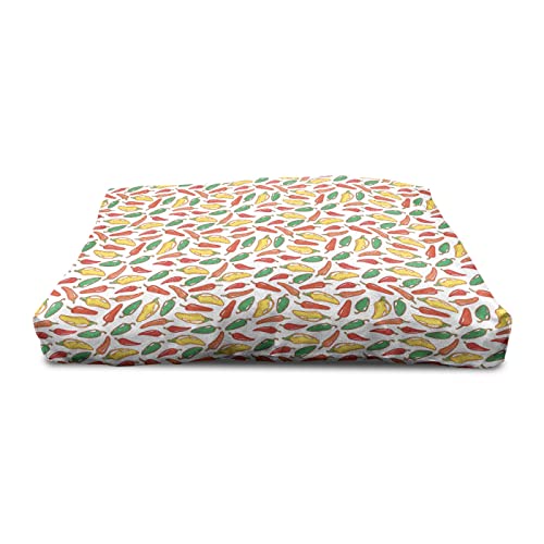  Lunarable Pepper Wooden Pet House, Vegetarian Food And Vegetables Pattern Exotic Hot Ingredients Mexican Cusine Element, Outdoor & Indoor Portable Dog Kennel With Pillow And Cover, Medium, Multicolor