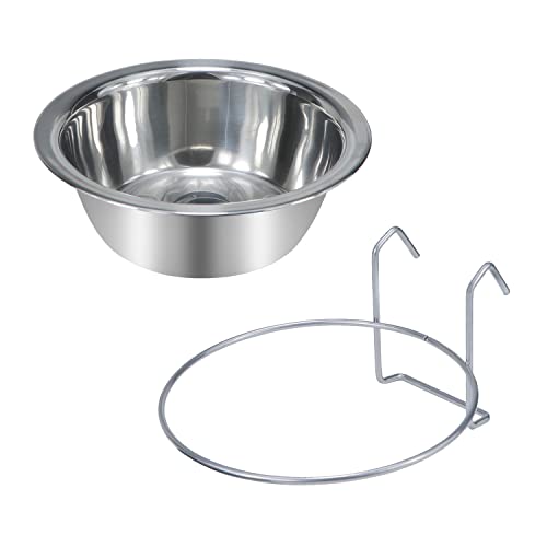  Wontee Pet Bowl Stainless Steel Hanging Food Water Bowls Bird Cage Feeder For Birds, Parrots, Small Sized Dogs And Cats (S+M+L)