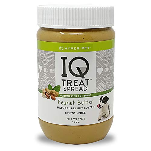  Hyper Pet Dog Peanut Butter, IQ Treat Spread - 100% Natural-Xylitol Free Peanut Butter For Dogs - Use IQ Treat Mat Lick Mat, Dog Treats, Dog Snack
