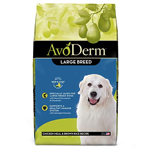  AvoDerm Natural Chicken Meal & Brown Rice Formula Large Breed Dry Dog Food, For Pet Food Allergy Support, 26 Lb