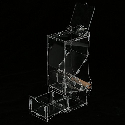  Furnoor Cage Food Feeder, 1pc Transparent Acrylic Automatic Pet Parrots Birds Seeds Feeder For Quadrate Cage(M Single Type)