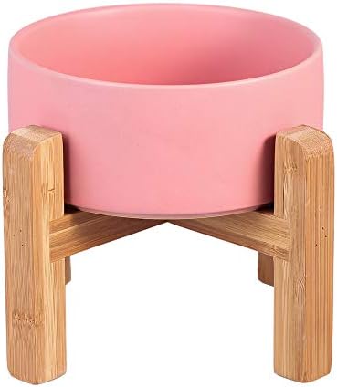  Ceramic Elevated Raised Cat Bowl With Wood Stand No Spill Pet Food Water Feeder Cats Small Dogs