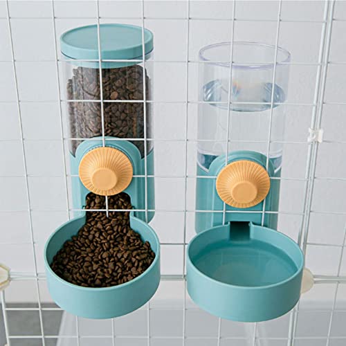  2pcs Automatic Hanging Pet Feeder Water Dispenser For Crates And Cages Removable Dog Bowl With Plastic Food Bowl For Cat, Puppy, Rabbit, Bird, Hamster (Color : Green)