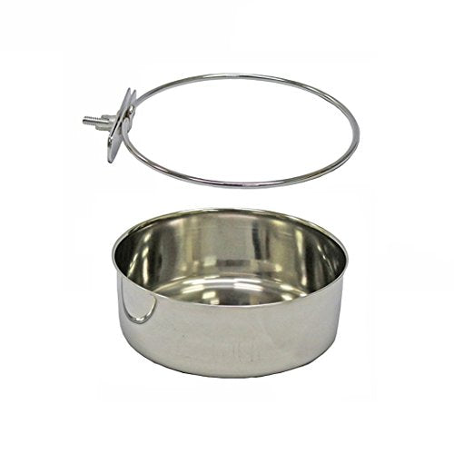  Pet Dog Stainless Steel Coop Cups With Clamp Holder - Detached Dog Cat Cage Kennel Hanging Bowl,Metal Food Water Feeder For Small Animal Ferret Rabbit (XL)