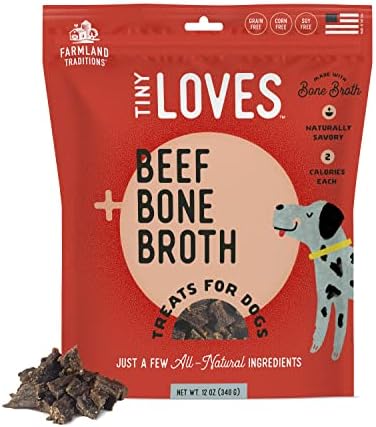  Farmland Traditions Tiny Loves Jerky Trainer Treats For Dogs W/Bone Broth (Turkey & Pumpkin, 16 Oz.)