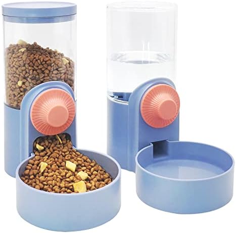  BNOSDM Rabbit Automatic Food Feeder Hanging Gravity Bunny Food Dispenser Small Animals Self Feeding Bowl For Cages 30 Oz Capacity Container For Ferret Rabbits Kittens Punnies