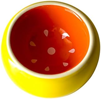  OMEM Hamster Food Bowl Ceramic Prevent Being Tipped Over Small Animal Water Dish For Guinea Pig Rodent Gerbil Cavy Hedgehog Feeding Bowl (Rainbow Stripe)