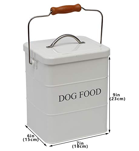  Dog Food Treat Storage Container With Lid Scoop Included - Perfect Farmhouse Dog Food Bin For Kitchen Countertop, Shelf, Decoration Home - Dog Food - White