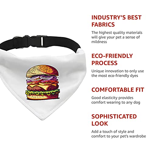 GENERIC Burger Pet Bandana Collar - Fast Food Scarf Collar - Printed Dog Bandana - XL