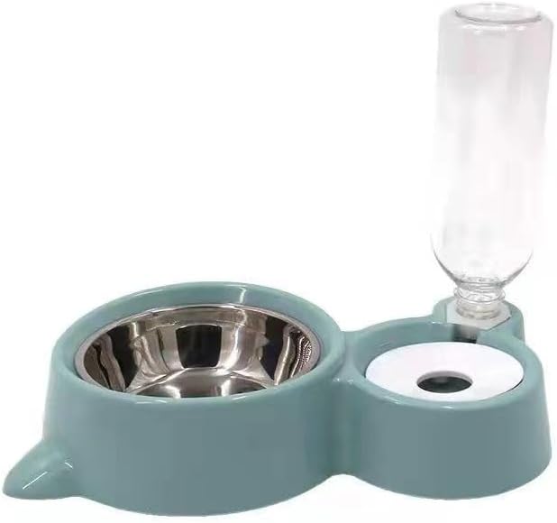  Pet Cat Food Bowl Dog Food Bowl Automatic Water Feeder Small And Medium-Sized Pet Bowl Stainless Steel Rice Bowl Pet Supplies (Blue)