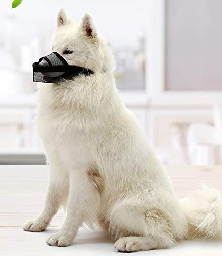  CILKUS Nylon Dog Muzzle Air Mesh Breathable For Small Medium Large Dogs, And Stick Out Tongue Drinkable Pet Muzzle For Anti-Biting Anti-Licking (Large, Black)