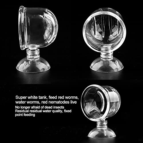  ESAAH Fish Feeding Cup, Aquarium Red Worm Fish Feeder Transparent Cup Fish Food Container For Feeding Shrimp Fish