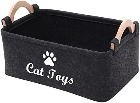  Morezi Felt Pet Toy Box And Dog Toy Box Storage Basket Chest Organizer - Perfect For Organizing Pet Toys, Blankets, Leashes And Food - Dog Toy - Dark Grey