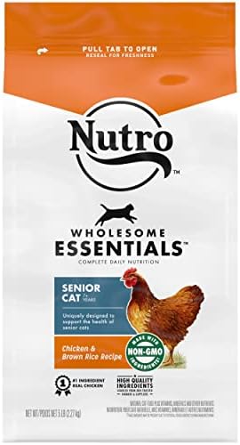  NUTRO WHOLESOME ESSENTIALS Natural Dry Cat Food, Adult Cat Chicken & Brown Rice Recipe Cat Kibble, 5 Lb. Bag