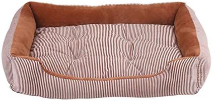  SENERY 50-90cm Large Dog Bed Winter Warm Cat House Soft Double Sided Puppy Cushion Striped Pattern Pet Kennel