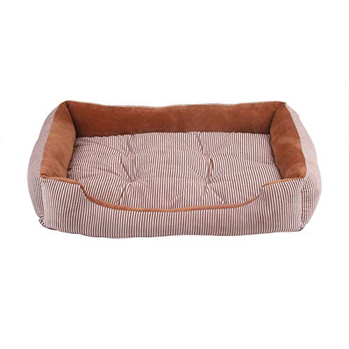  SENERY 50-90cm Large Dog Bed Winter Warm Cat House Soft Double Sided Puppy Cushion Striped Pattern Pet Kennel