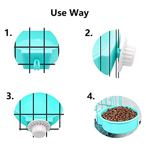  Rabbit Bowls Set, Big Pet Bunny Food Bowls Small Animals Cage Bowl And Stainless Steel Hanging Water Food Feeder Bowls For Big Bunny Food Dish (4 PCS)