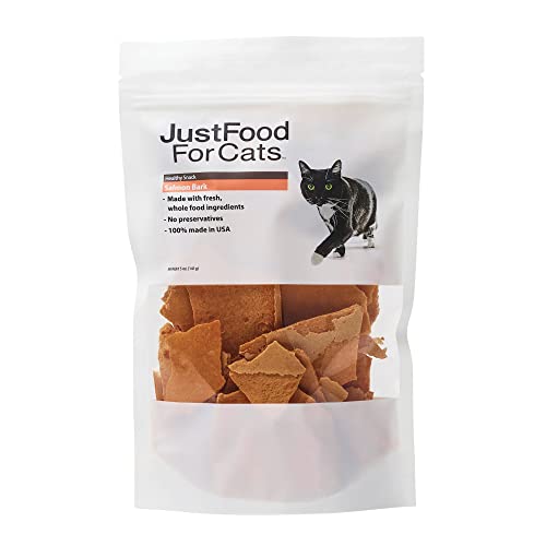 JustFoodForDogs JustFoodForCats Salmon Treats - Fresh Cat Treats 5 Oz - Whole Food Treat Snacks For Kittens & Cats - No Preservatives, No Hormones Added, Lean, Low Fat, USA Made - BPA - Free Packaging